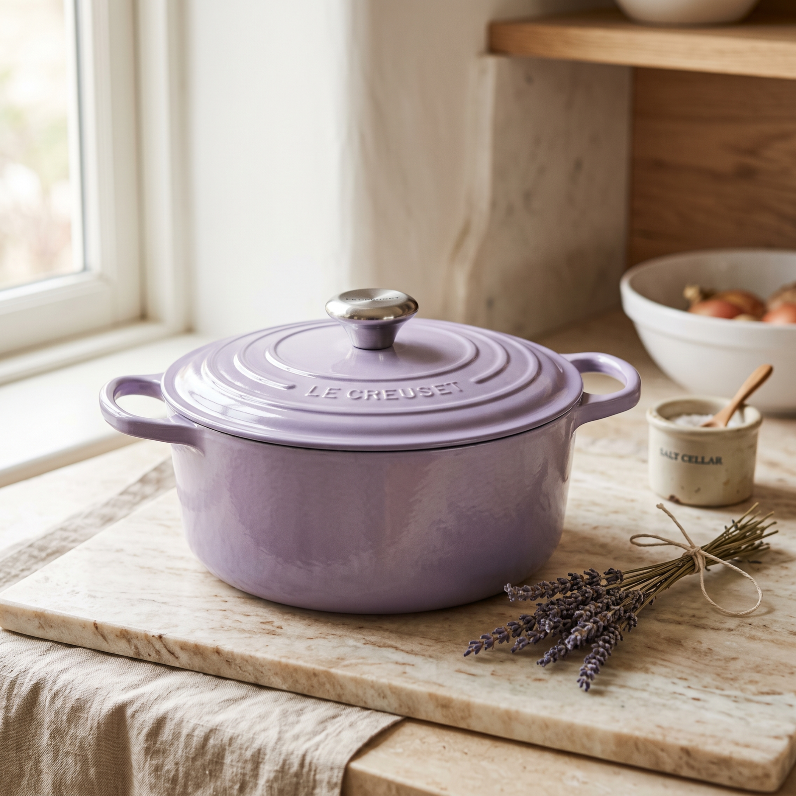 Le Creuset dutch oven in lavender